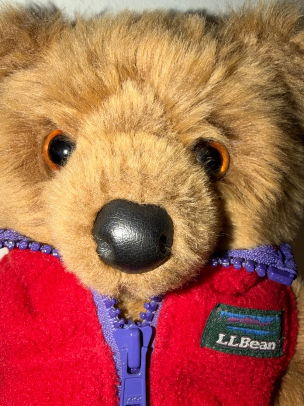 L.L. Cub By L.L. Bean Vintage Brown Plush Bear W Red Fleece Vest